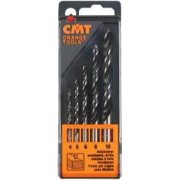 CMT : coffret 5 forets helicoidales percage bois ( 4 - 5 - 6 - 8 - 10 mm ) - 4 coupes