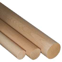 10 x Barre ronde hetre diametre 6 mm lg 1000 mm - tourillon lisse
