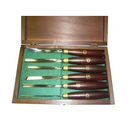 Crown : Set de 6 ciseaux de sculpteur 250 mm - coffret bois