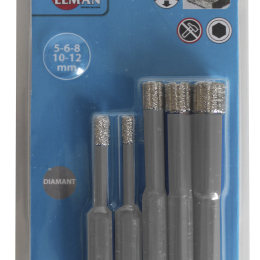 Leman : Lot de 5 forets diamantés 6 pans  - queue 6 pans