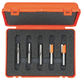 CMT : Coffret 5 fraises carbure à défoncer / rainer - Queue 8 mm