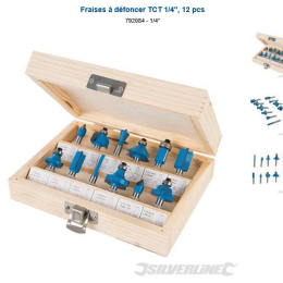 Coffret 12 fraises carbure - queue 6,35 mm