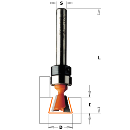 CMT : Fraise queue d aronde 12.7 x 12,7 mm guidage - queue 6 mm