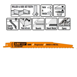 CMT :  lame scie sabre 200 mm coupe bois avec clous par 5
