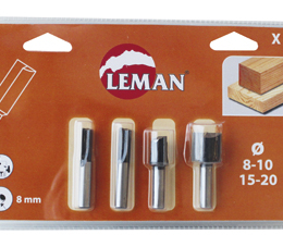 Leman : Box 4 fraises carbure à rainer 8 / 10 / 15 et 20 mm