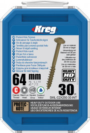 Kreg : Vis  Protec-Kote 64 mm / 2,5", gros filet, Maxi-Loc, 30 pièces