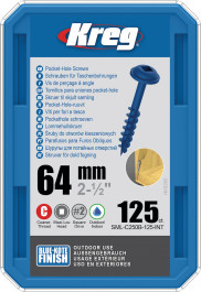 Kreg : Vis  Blue-Kote 64 mm / 2,5", gros filet, Maxi-Loc, 125 pièces