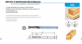 Leman : Mèche à mortaiser d=14mm helicoidale gauche 