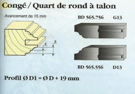 Le Ravageur : profil congé 1/4 de rond 15mm DOS 565556
