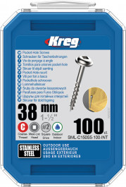 Kreg : Vis acier inoxydable 38 mm / 1,5", gros filet, Maxi-Loc, 100 pièces